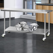 Cefito 1829x610mm Stainless Steel Kitchen Bench with Wheels 430 SSKB-430S-WHEEL-72