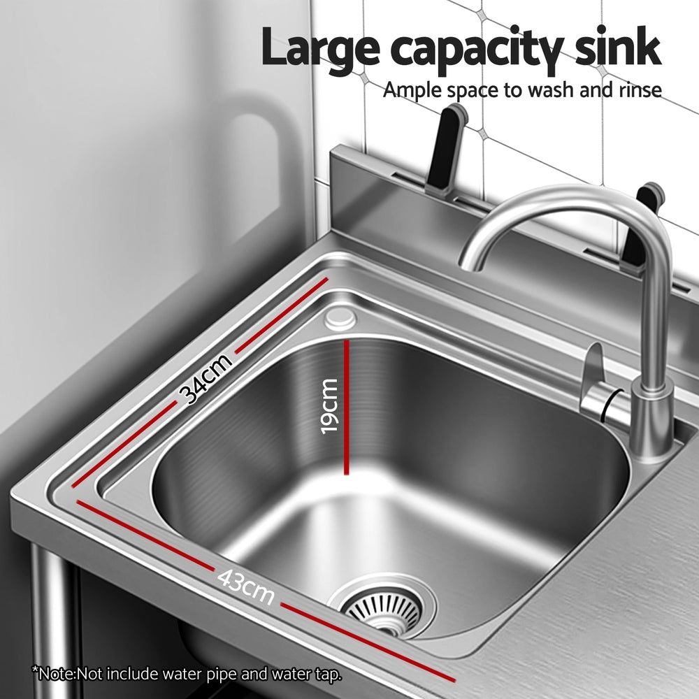 Cefito Stainless Steel Kitchen Bench Work Table with Sink Splashback 120cm SSKB-B-SINK-L120
