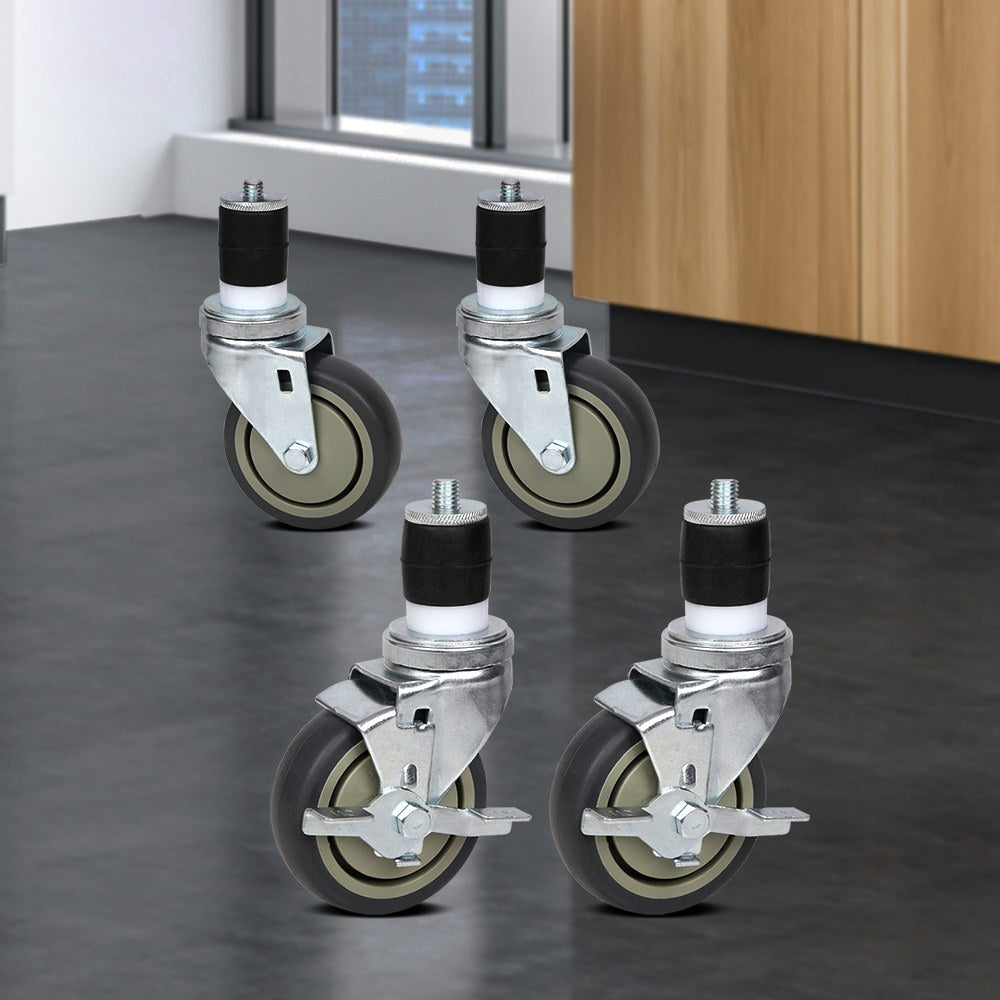 Cefito 4" Swivel Castor Wheels Stainless Steel Kitchen Bench Set of 4 SSKB-WHEEL-4