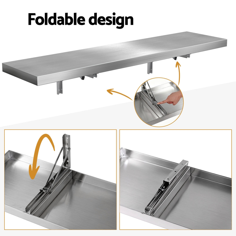 Cefito Commercial Stainless Steel Wall Shelf Kitchen Storage Rack 1200x300mm SSW-30120-FOLD-SL