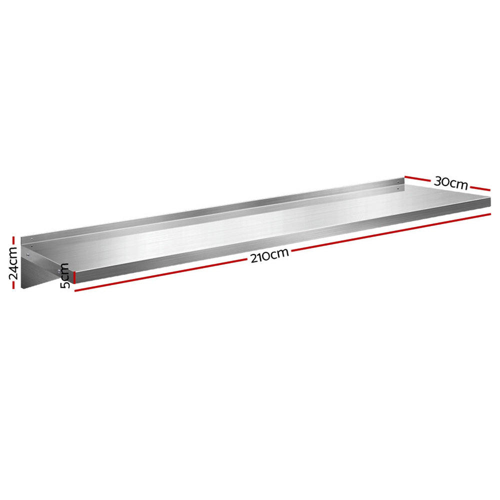Cefito 2PCS 1200mm Stainless Steel Kitchen Wall Shelf Mounted Rack SSW-30120X2-SL