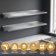 Cefito 2PCS 1200mm Stainless Steel Kitchen Wall Shelf Mounted Rack SSW-30120X2-SL