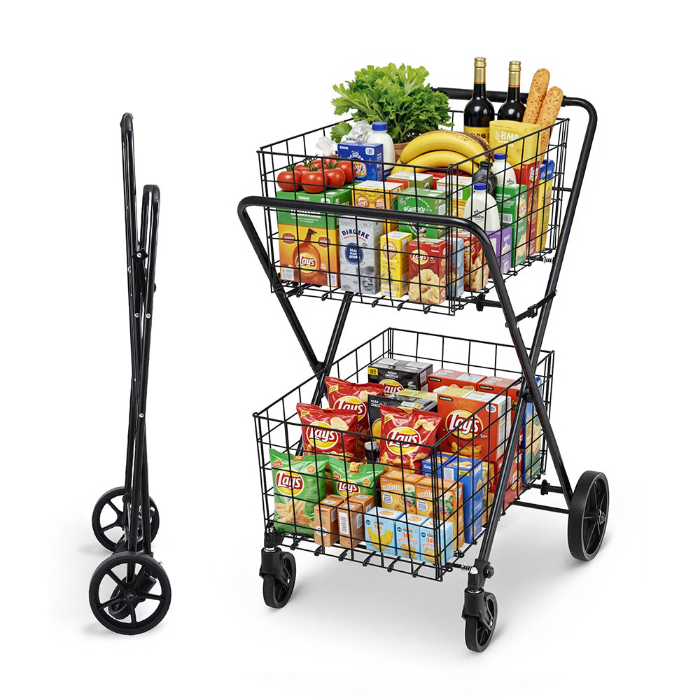 Emajin Foldable Shopping Trolley Cart ST-100L-2T-BK