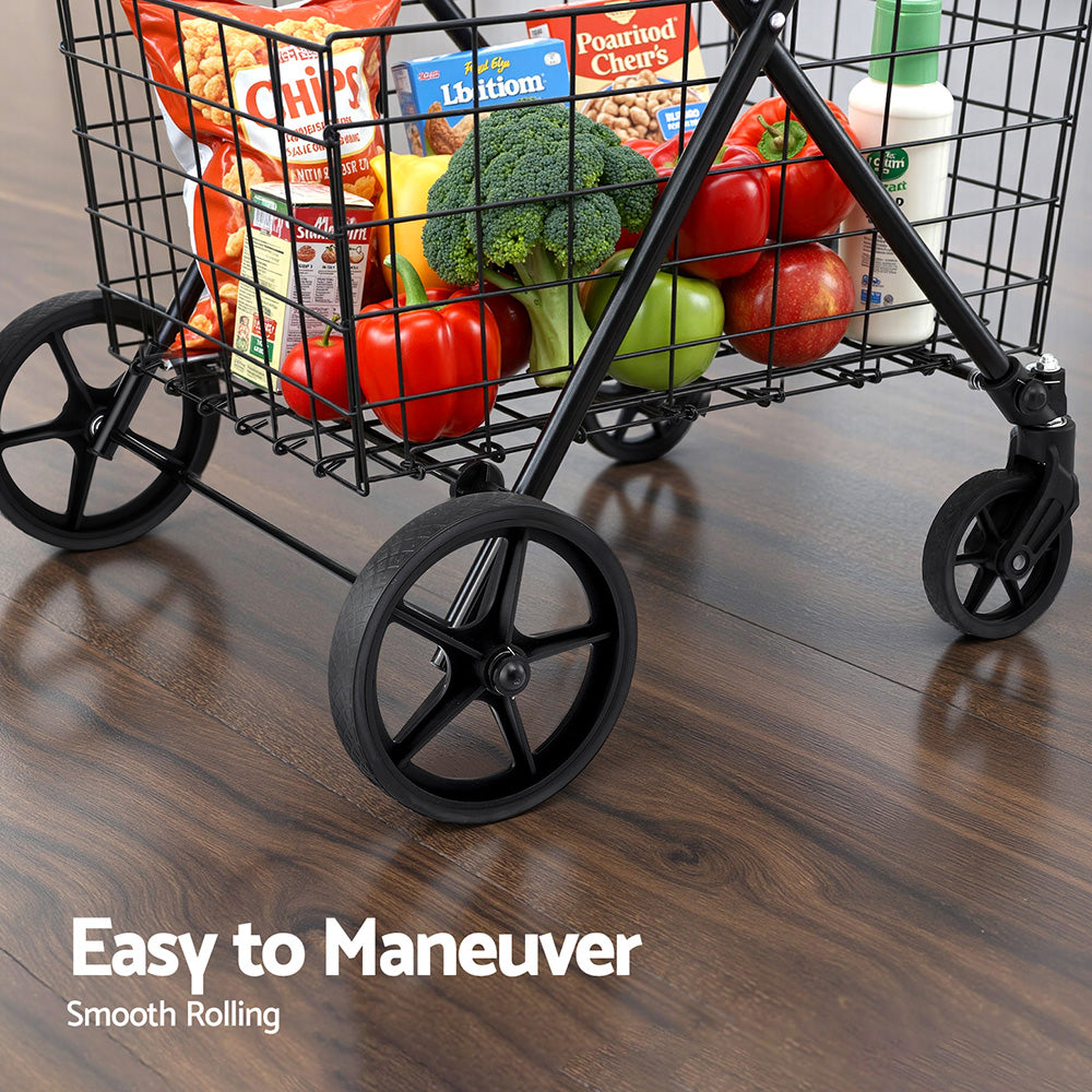 Emajin Foldable Shopping Trolley Cart ST-100L-2T-BK