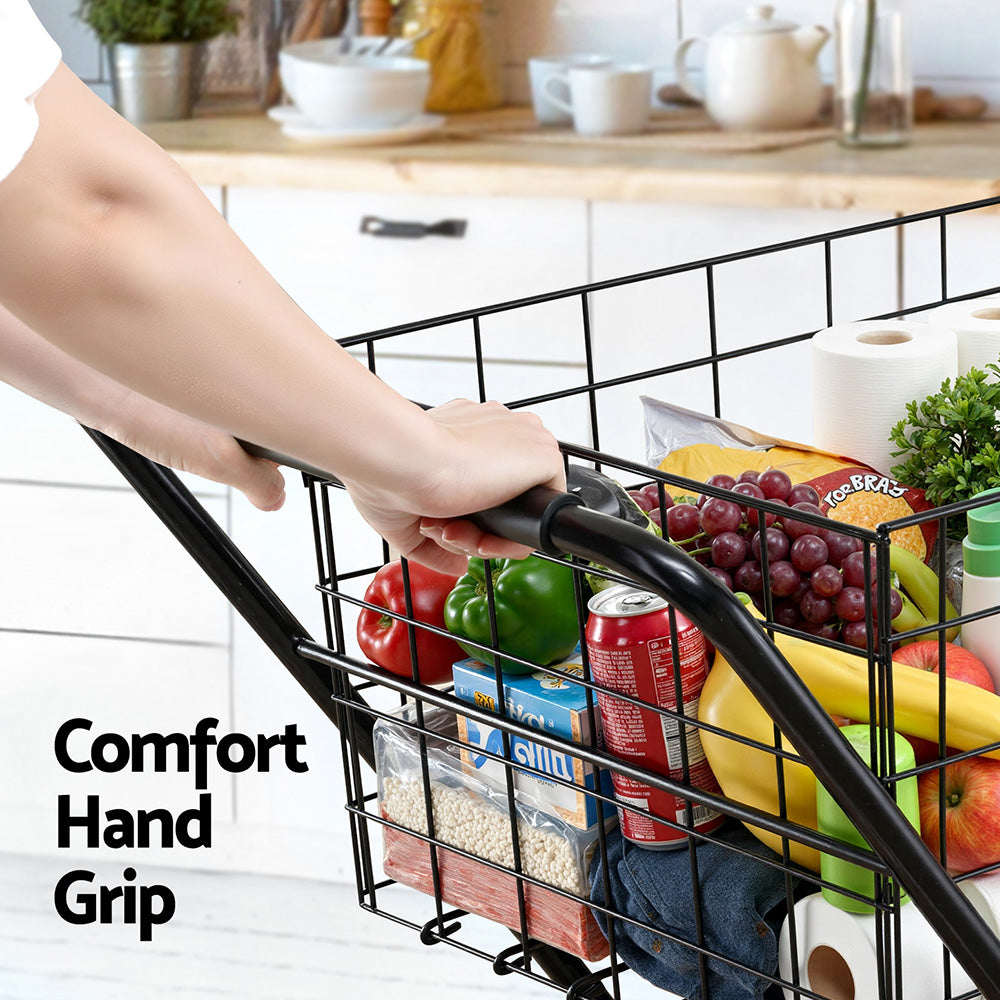 Emajin Foldable Shopping Trolley Cart ST-100L-2T-BK