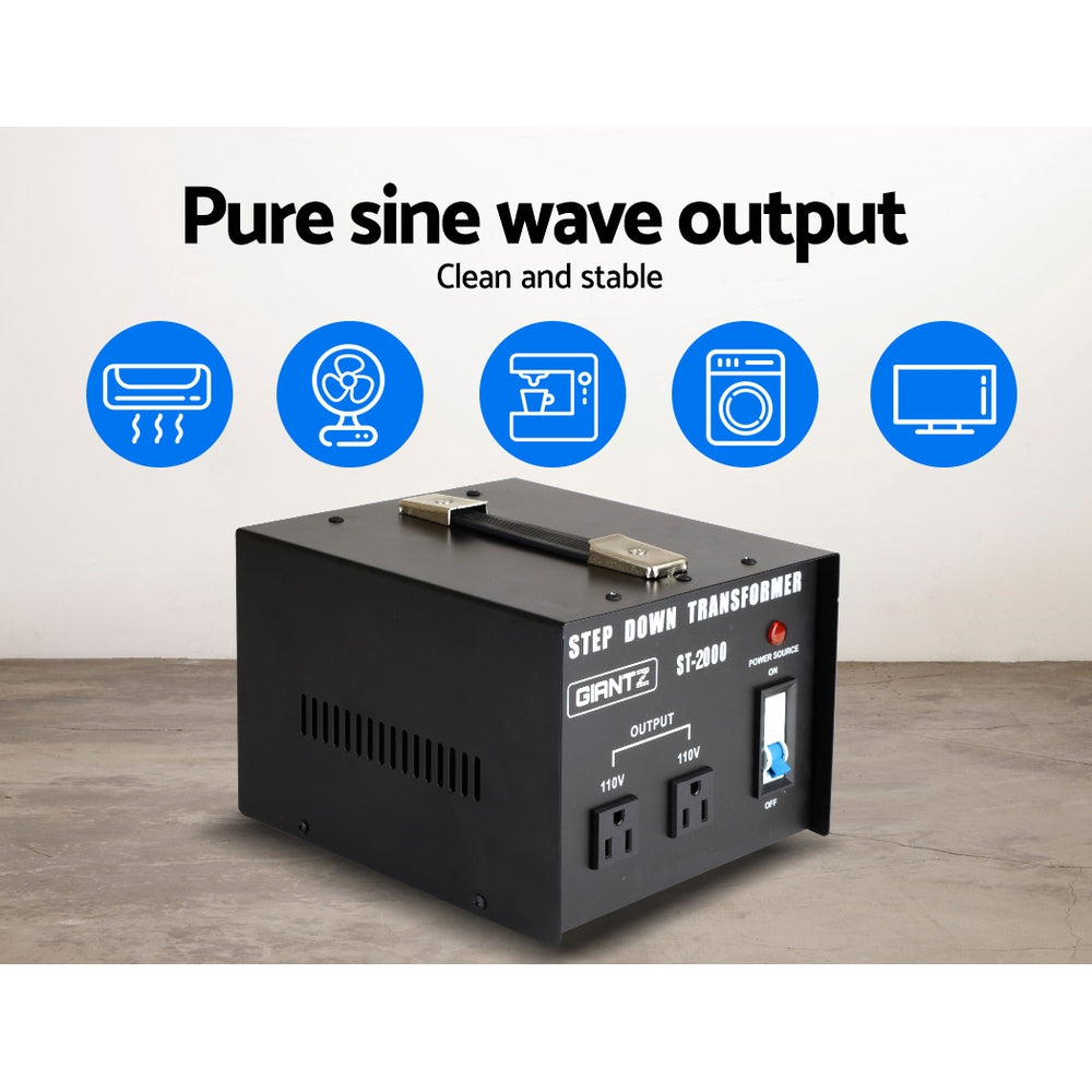 Giantz 2000 Watt Step Down Transformer ST-2000W-BL