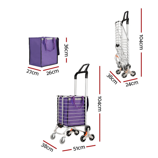 Emajin Shopping Cart Trolley 35L Foldable Climbing Wheels ST-35L-ALU-PU