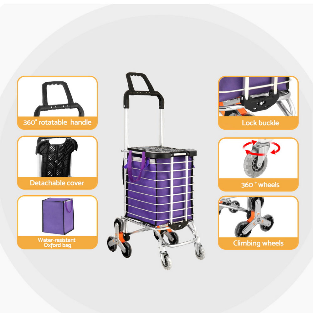 Emajin Shopping Cart Trolley 35L Foldable Climbing Wheels ST-35L-ALU-PU
