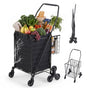 Emajin Shopping Trolley Cart Folding Aluminium Utility Cart Black ST-45KG-ALU-BK