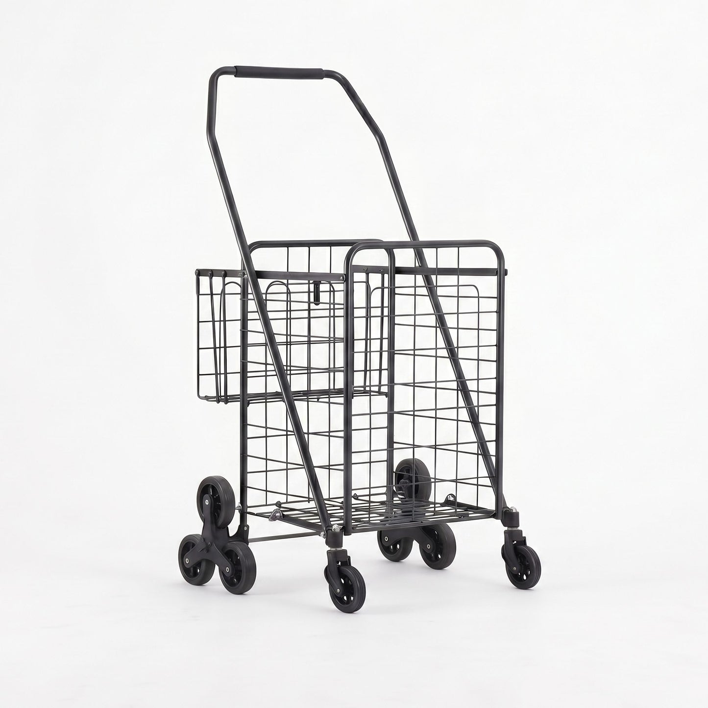 Emajin Shopping Trolley Cart Folding Aluminium Utility Cart Black ST-45KG-ALU-BK