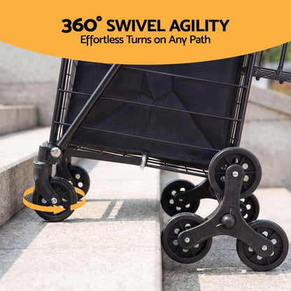 Emajin Shopping Trolley Cart Folding Aluminium Utility Cart Black ST-45KG-ALU-BK