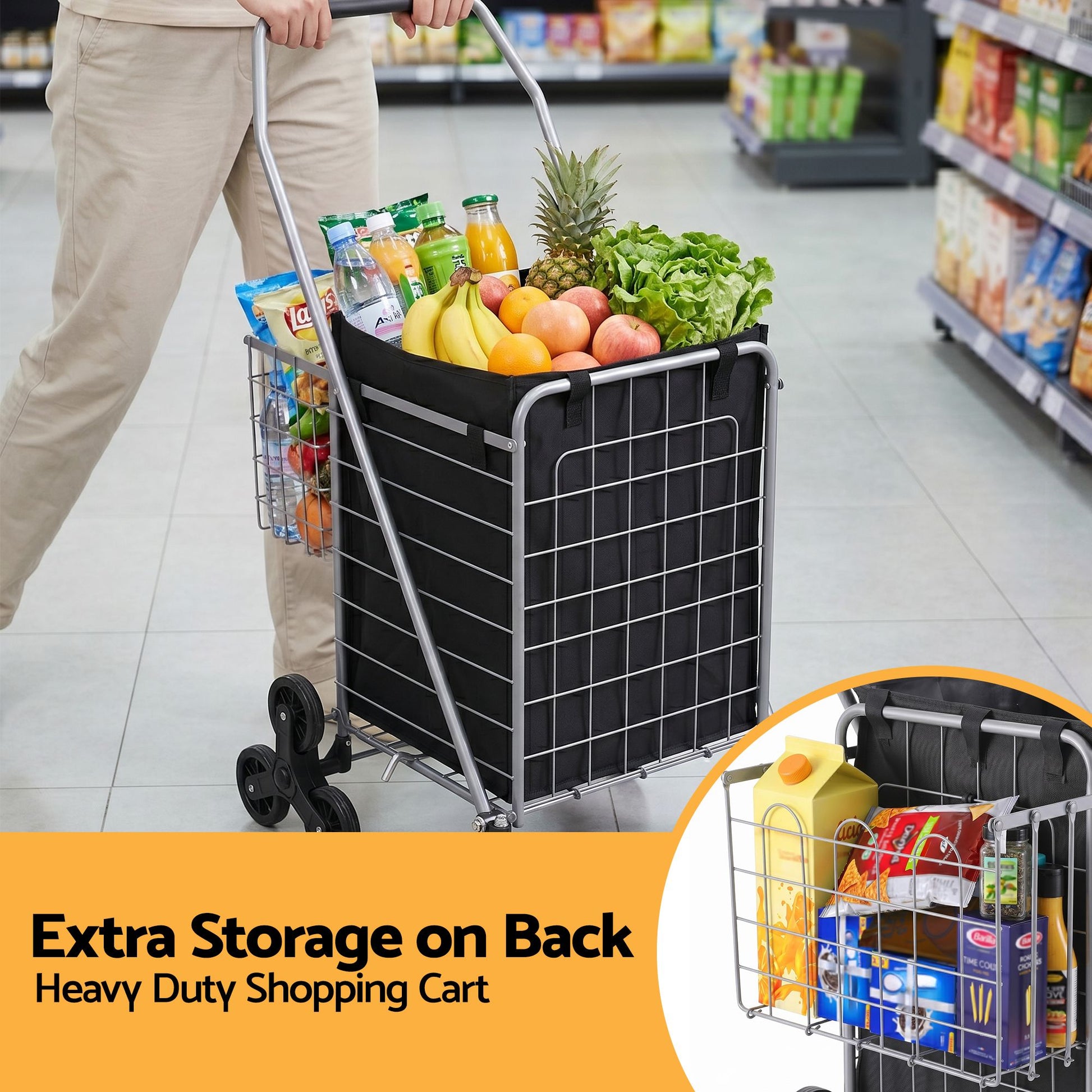 Emajin Shopping Trolley Cart Folding Aluminium Utility Cart Silver ST-45KG-ALU-SR