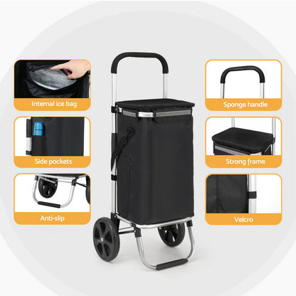 Emajin Shopping Trolley Cart Foldable 45KG Black ST-45L-OX-BK