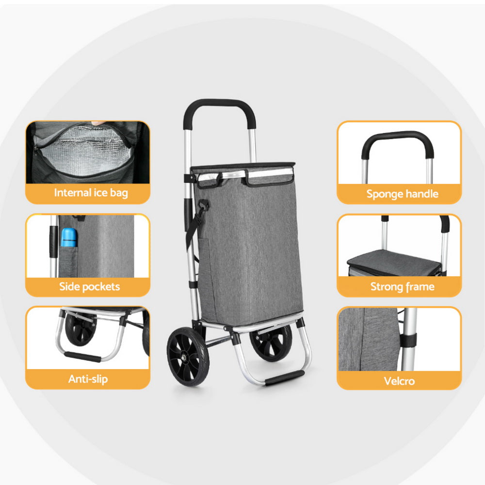 Emajin Shopping Trolley Cart 45KG Foldable Grey ST-45L-OX-GR