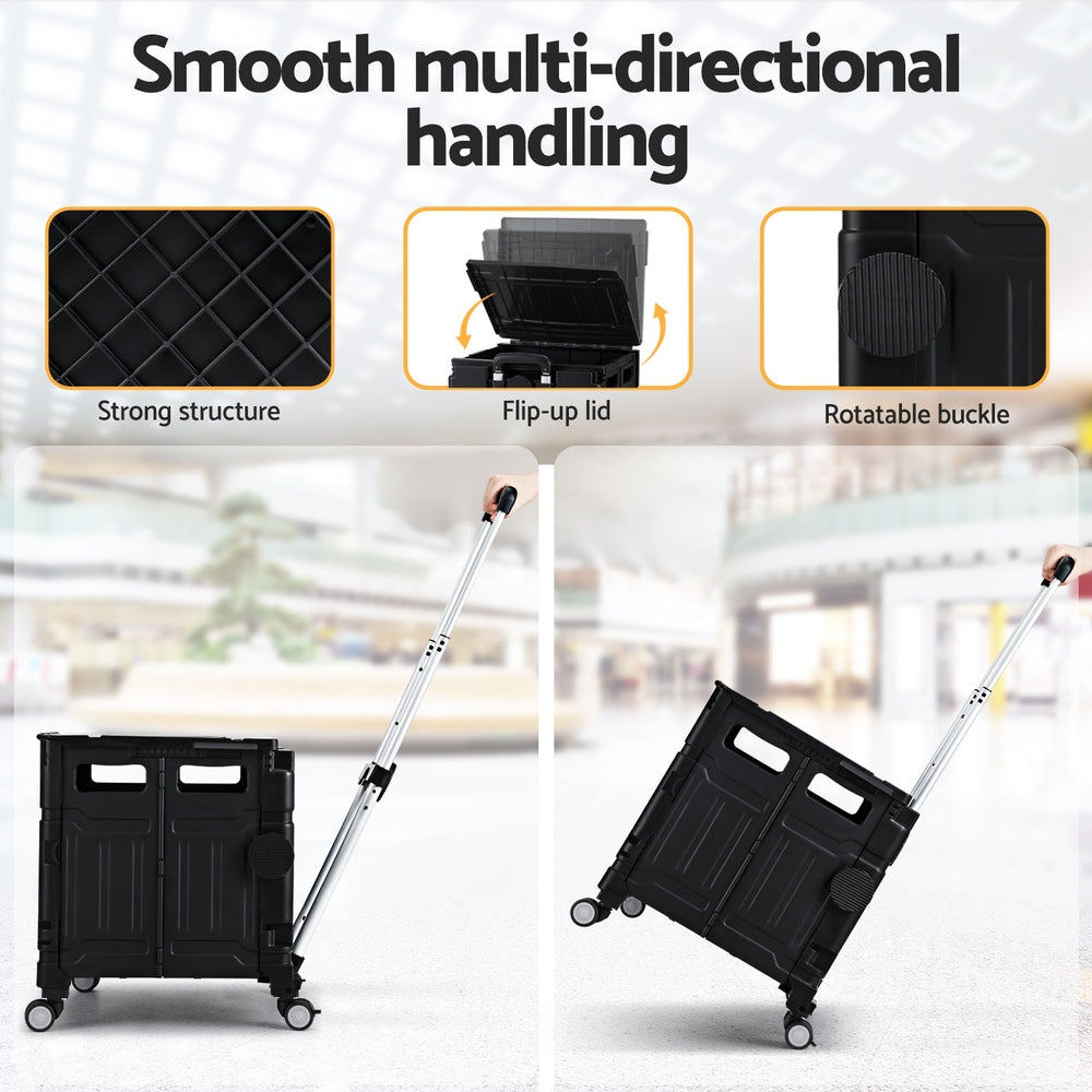 Emajin Shopping Trolley Cart 75L Foldable Black ST-75L-PLA-BK