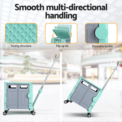 Emajin Shopping Trolley Cart 75L Foldable Green ST-75L-PLA-GR