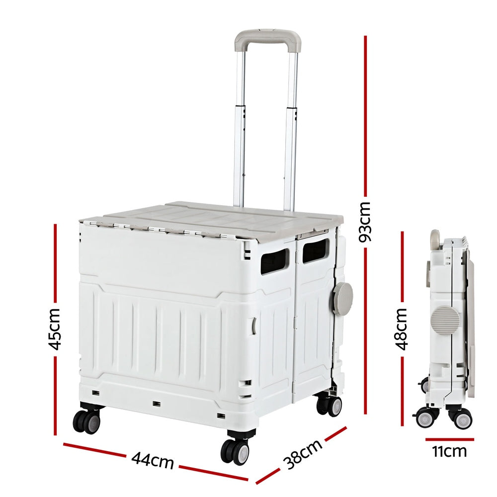 Emajin Shopping Trolley Cart 75L Foldable White ST-75L-PLA-WH