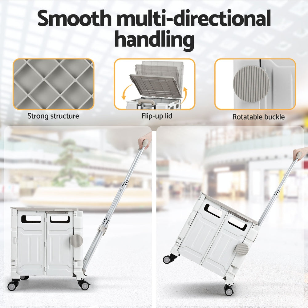 Emajin Shopping Trolley Cart 75L Foldable White ST-75L-PLA-WH