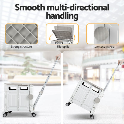 Emajin Shopping Trolley Cart 75L Foldable White ST-75L-PLA-WH