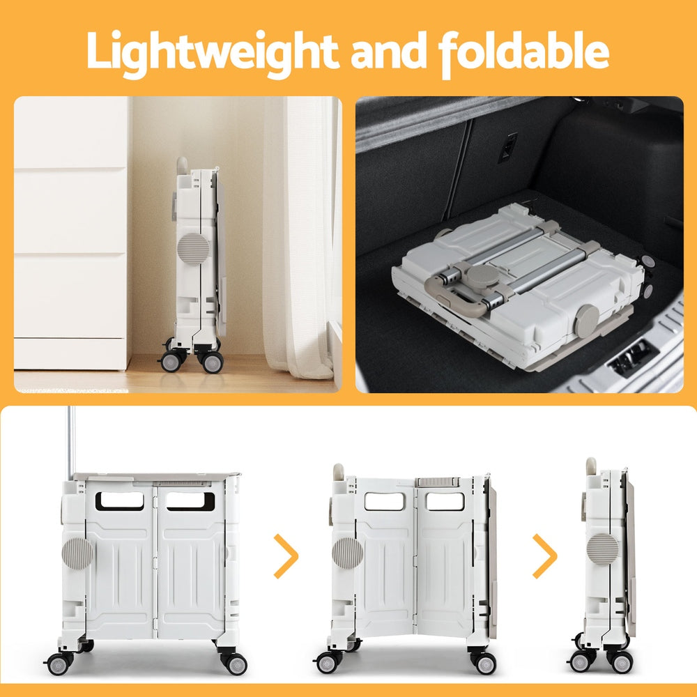 Emajin Shopping Trolley Cart 75L Foldable White ST-75L-PLA-WH