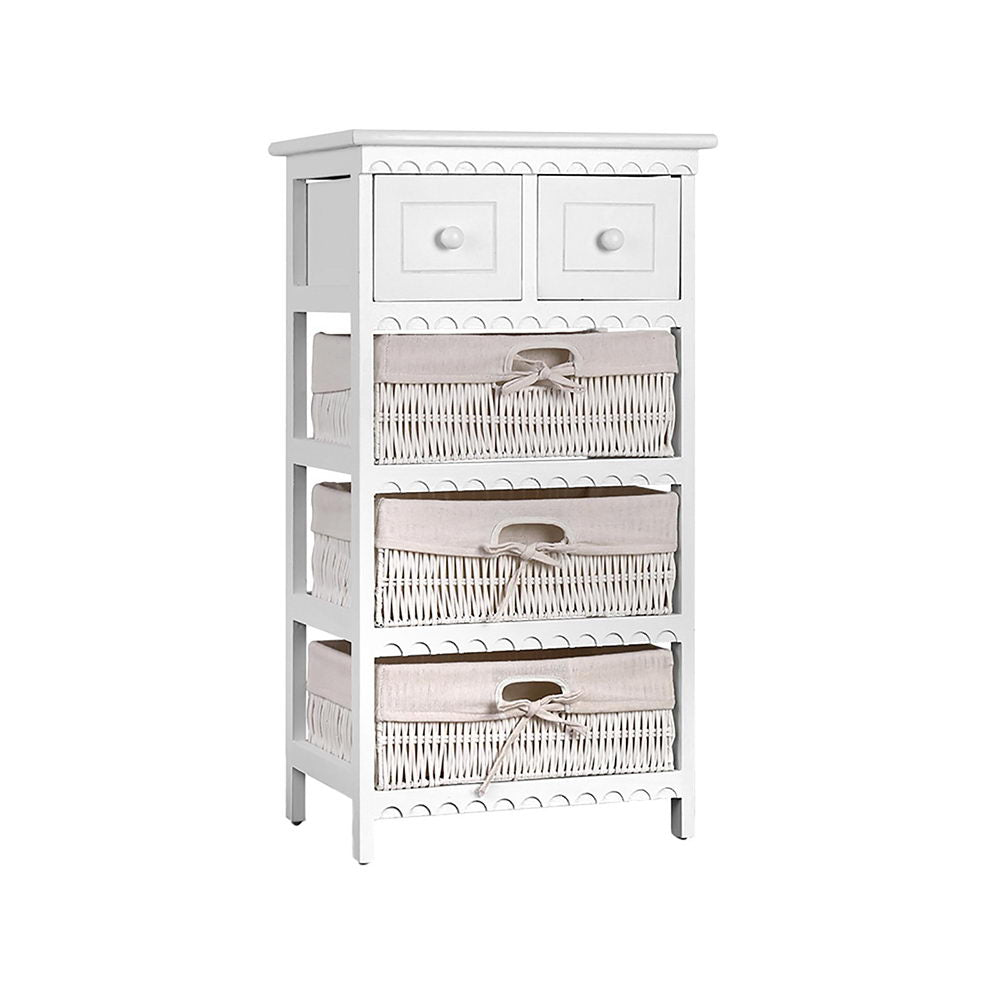 Artiss 2 Chest of Drawers with 3 Baskets - ELIOT ST-CAB-2D-3B-WH