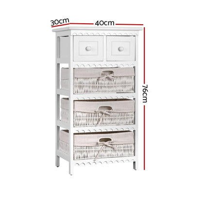 Artiss 2 Chest of Drawers with 3 Baskets - ELIOT ST-CAB-2D-3B-WH