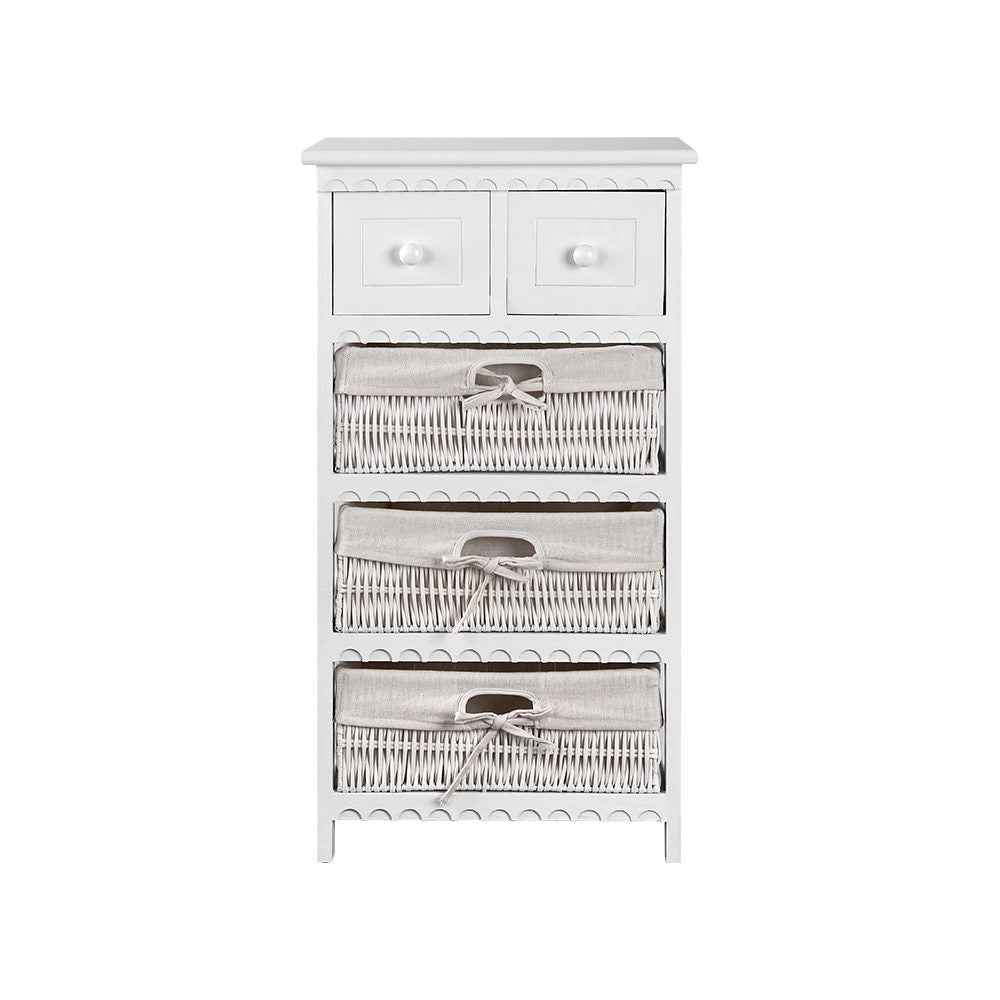 Artiss 2 Chest of Drawers with 3 Baskets - ELIOT ST-CAB-2D-3B-WH