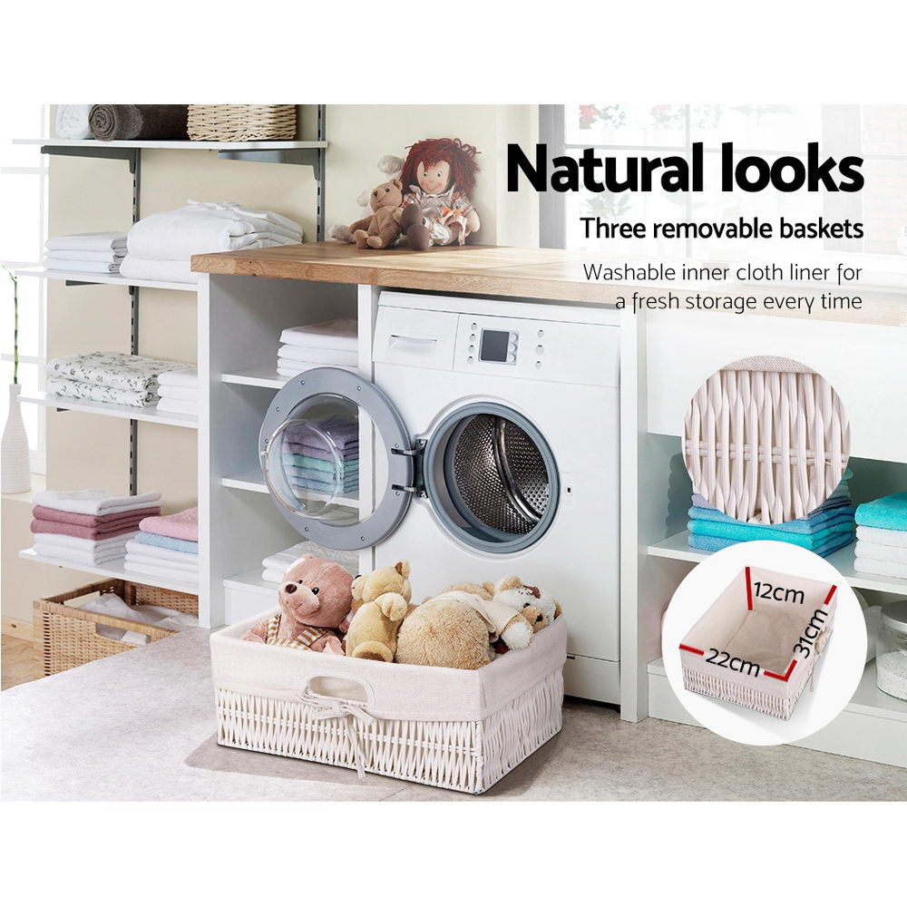 Artiss 2 Chest of Drawers with 3 Baskets - ELIOT ST-CAB-2D-3B-WH
