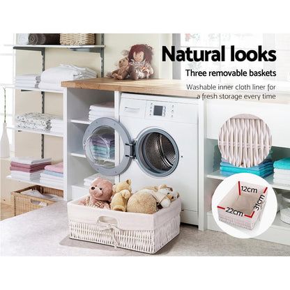 Artiss 2 Chest of Drawers with 3 Baskets - ELIOT ST-CAB-2D-3B-WH