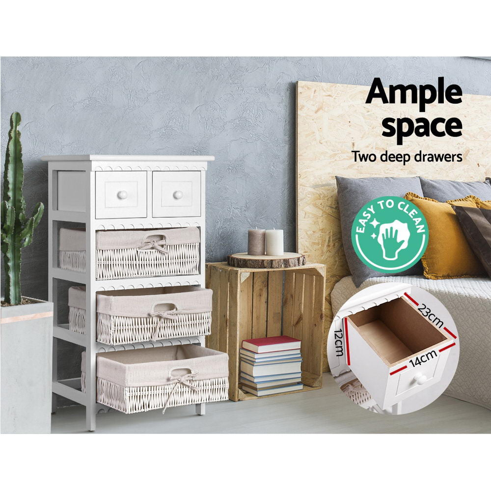 Artiss 2 Chest of Drawers with 3 Baskets - ELIOT ST-CAB-2D-3B-WH