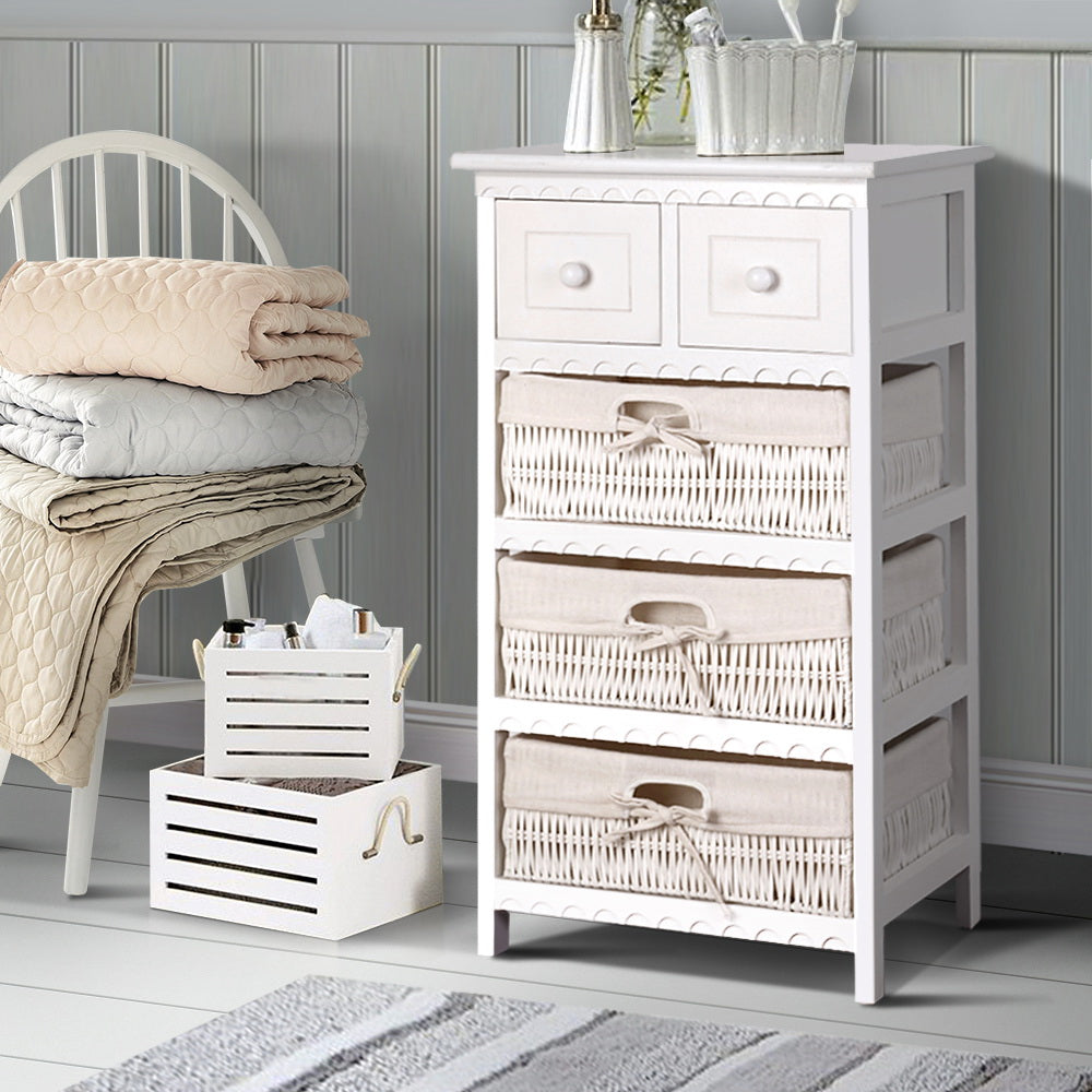 Artiss 2 Chest of Drawers with 3 Baskets - ELIOT ST-CAB-2D-3B-WH