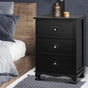 Artiss Bedside Table 3 Drawers Vintage - THYME Black ST-CAB-B-3D-BK
