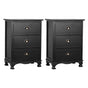 Artiss 2x Bedside Table 3 Drawers Vintage - THYME Black ST-CAB-B-3D-BKX2