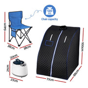 Devanti Portable Steam Sauna Tent 1000W 2L Steamer Pot Personal Home SPA Timer ST-SAU-2L-100-GY