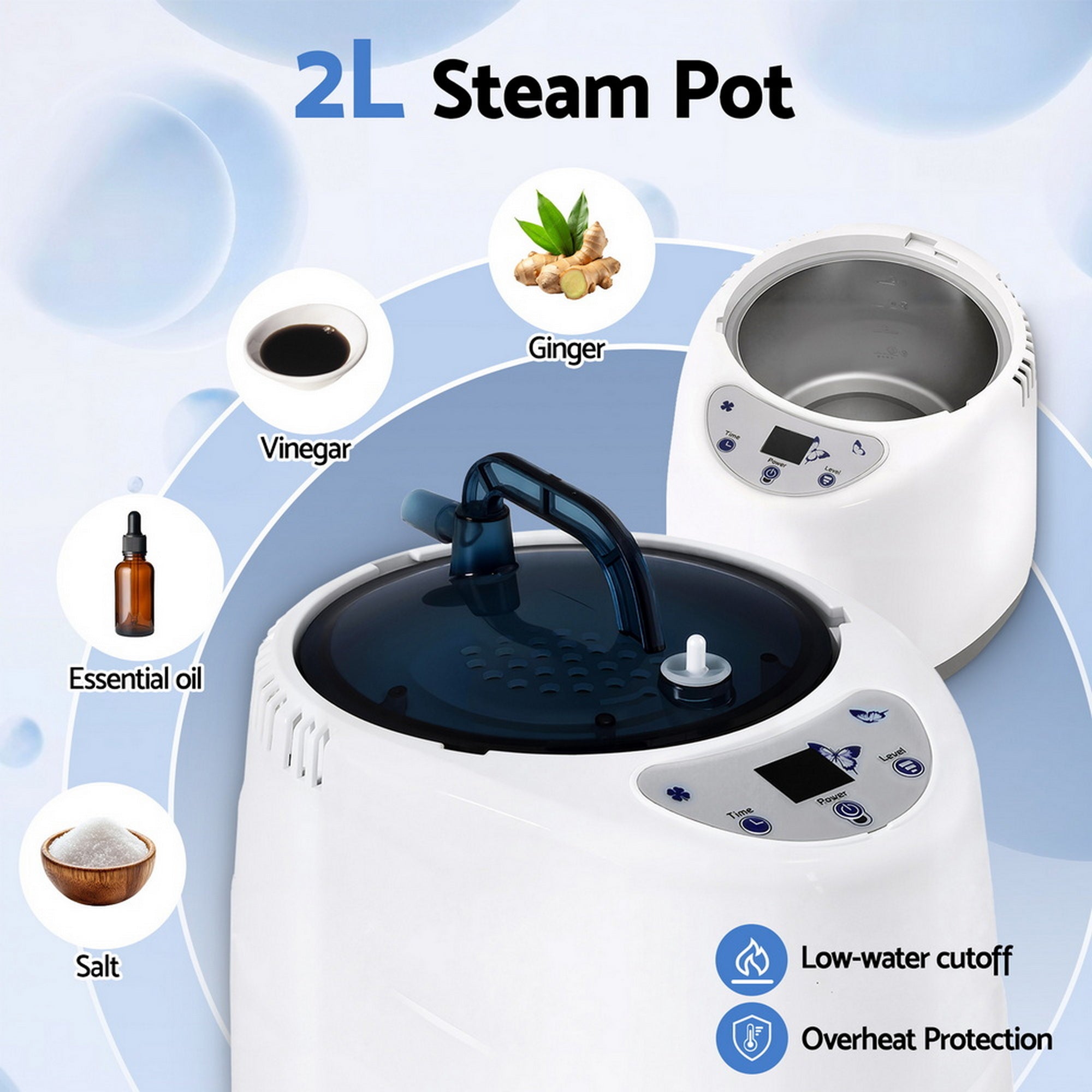Devanti Portable Steam Sauna Tent 1000W 2L Steamer Pot Personal Home SPA Timer ST-SAU-2L-100-GY