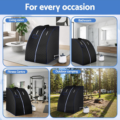 Devanti Portable Steam Sauna Tent 1000W 2L Steamer Pot Personal Home SPA Timer ST-SAU-2L-100-GY