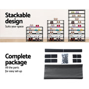 Artiss Shoe Rack Cabinet Stackable 50 Pairs 10-Tier Black STACK-SHOE-02-BK