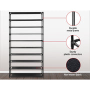 Artiss Shoe Rack Cabinet Stackable 50 Pairs 10-Tier Black STACK-SHOE-02-BK
