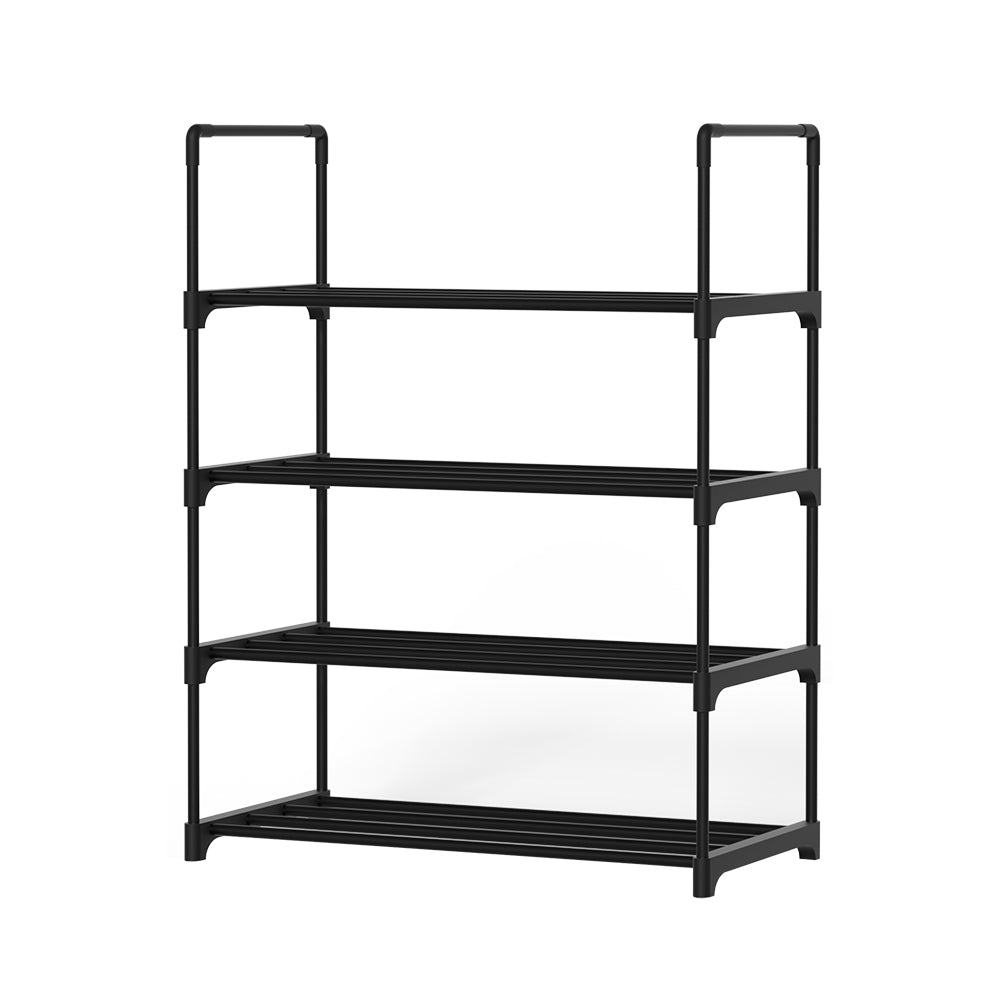 Artiss Shoe Rack Cabinet Stackable 4-tier 12 Pairs Black STACK-SHOE-03-BK