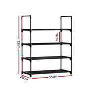 Artiss Shoe Rack Cabinet Stackable 4-tier 12 Pairs Black STACK-SHOE-03-BK