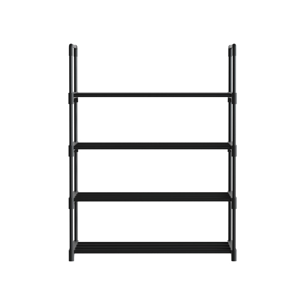 Artiss Shoe Rack Cabinet Stackable 4-tier 12 Pairs Black STACK-SHOE-03-BK