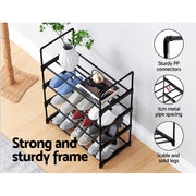 Artiss Shoe Rack Cabinet Stackable 4-tier 12 Pairs Black STACK-SHOE-03-BK