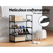 Artiss Shoe Rack Cabinet Stackable 4-tier 12 Pairs Black STACK-SHOE-03-BK