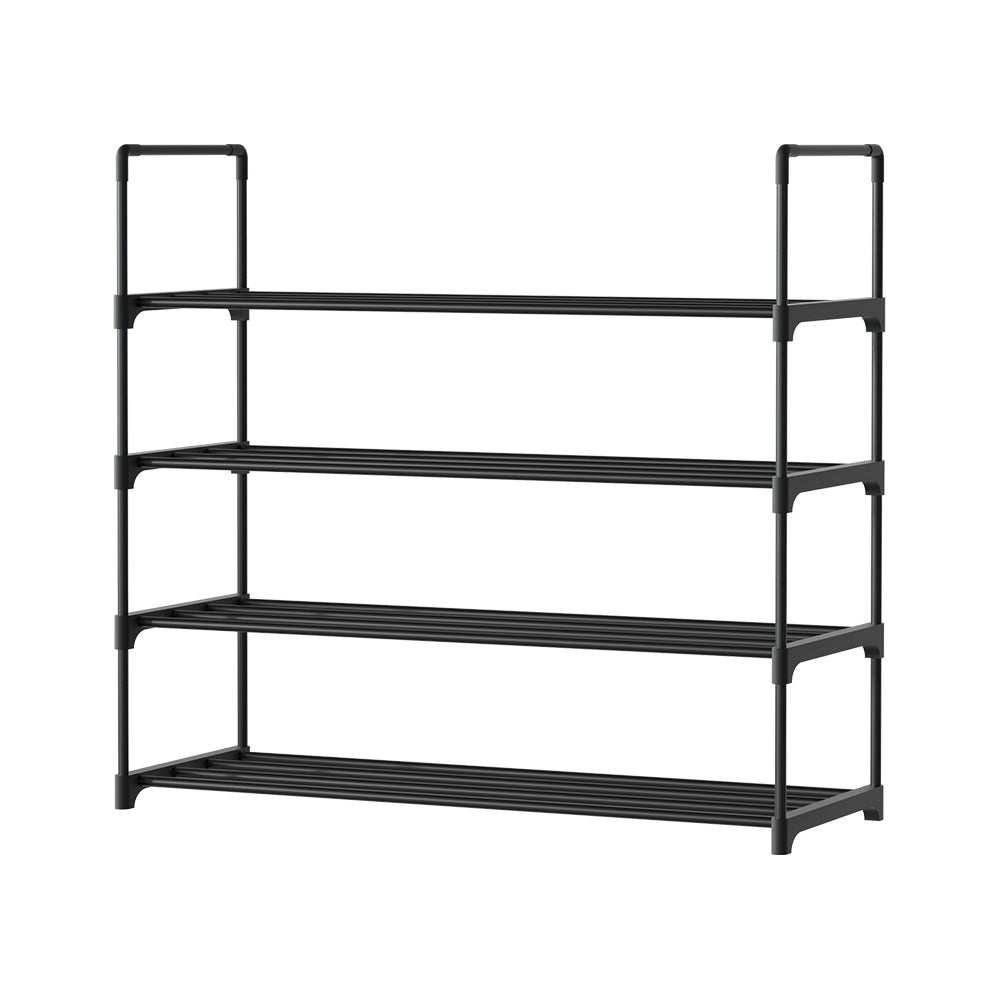 Artiss Shoe Rack 4-tier 16 Pairs Stackable Black STACK-SHOE-04-BK