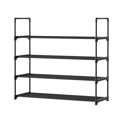Artiss Shoe Rack 4-tier 16 Pairs Stackable Black STACK-SHOE-04-BK