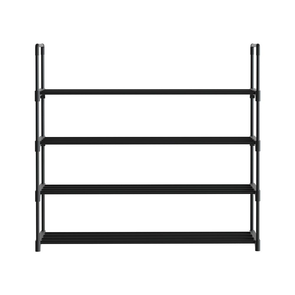 Artiss Shoe Rack 4-tier 16 Pairs Stackable Black STACK-SHOE-04-BK