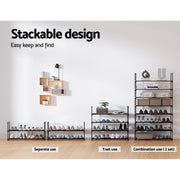 Artiss Shoe Rack 4-tier 16 Pairs Stackable Black STACK-SHOE-04-BK
