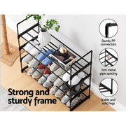 Artiss Shoe Rack 4-tier 16 Pairs Stackable Black STACK-SHOE-04-BK