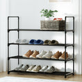 Artiss Shoe Rack 4-tier 16 Pairs Stackable Black STACK-SHOE-04-BK