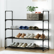 Artiss Shoe Rack 4-tier 16 Pairs Stackable Black STACK-SHOE-04-BK